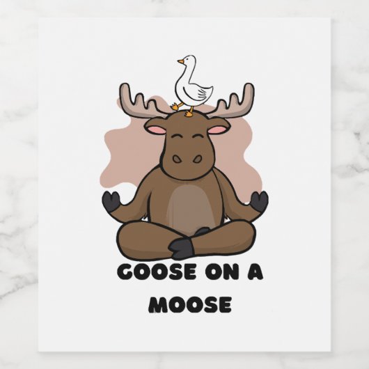 Gans op een Moose Dier Grappig Wijn Etiket (Enkel label)