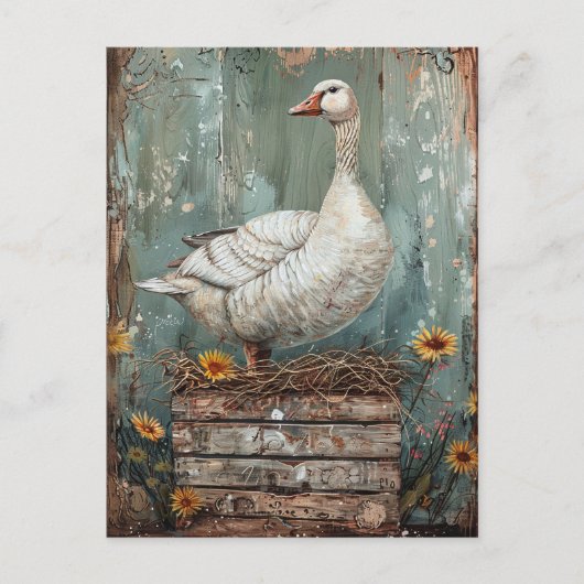Gans op een nest briefkaart (Voorkant)