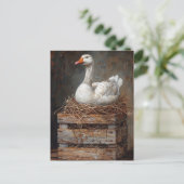 Gans op een Nest schilderij Briefkaart (Staand voorkant)