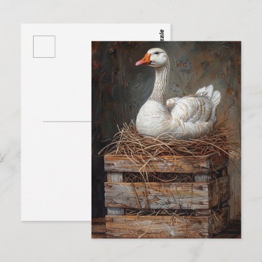 Gans op een Nest schilderij Briefkaart (Voorkant / Achterkant)