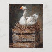 Gans op een Nest schilderij Briefkaart (Voorkant)