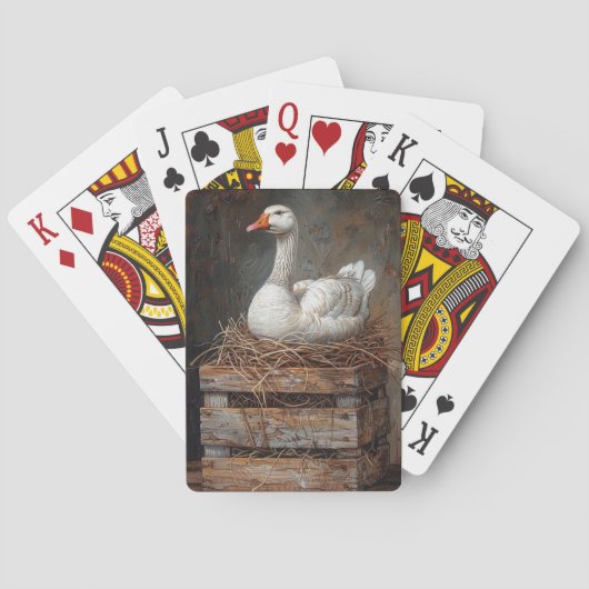 Gans op een nest-schilderij pokerkaarten (Achterkant)