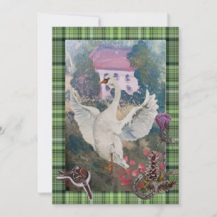 Gans op het boerderij, of zwaan op het boerderij feestdagenkaart