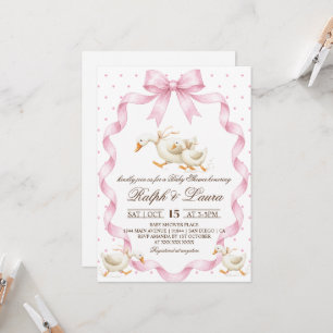 Gans Roze Stippen Baby Shower Kaart