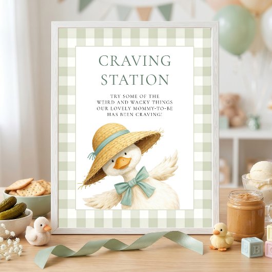 Gans Salie Gingham Verlangstation Baby Shower Poster