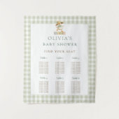 Gans Salie Gingham zitplaatskaart Baby Shower Wandkleed (Voorkant)