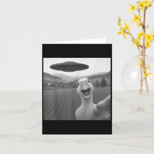 Gans Selfie Met Alien Ufo Grappig Voor Mannen Vrou Kaart (Gele Bloem)