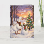 Gans & Sneeuwman Tekening Kerst Ik Mis Je Kaart (Voorkant)