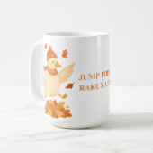 Gans springt eerst, harkt later Grappige herfst mo Koffiemok (Voorkant links)