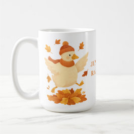 Gans springt eerst, harkt later Grappige herfst mo Koffiemok
