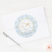 Gans Verjaardag Blauw Gingham Bedankt Ronde Sticker (Envelop)