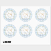 Gans Verjaardag Blauw Gingham Bedankt Ronde Sticker (Vel)