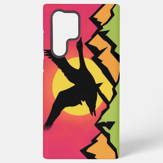 Gans vliegen bij zonsondergang samsung galaxy hoesje (Achterkant)