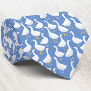 Gans Vogel Patroon Blauw Stropdas