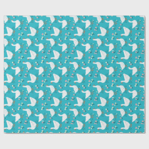Gans Wildflower Cottagecore Boerderij Lente Teal Cadeaupapier