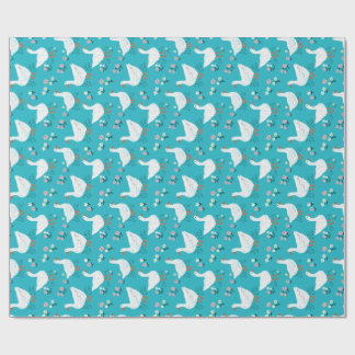 Gans Wildflower Cottagecore Boerderij Lente Teal Cadeaupapier