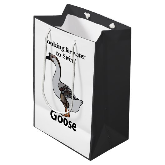 Gans zoekt water om Afrikaanse gans te zwemmen Medium Cadeauzakje (Voorkant Gekanteld)