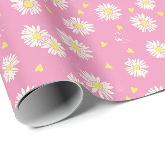 Gänseblümchen rosa cadeaupapier (Rol Hoek)