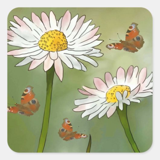Gänseblümchen Vierkante Sticker (Voorkant)