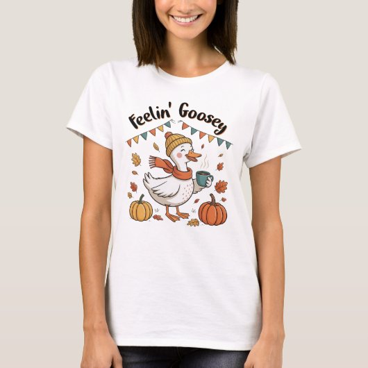 Gansig Voelend Herfst Pompoen Latte T-shirt (Voorkant)