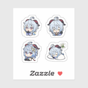 Ganyu Genshin Impact 4 stuks stickerblad Extra Pa Sticker