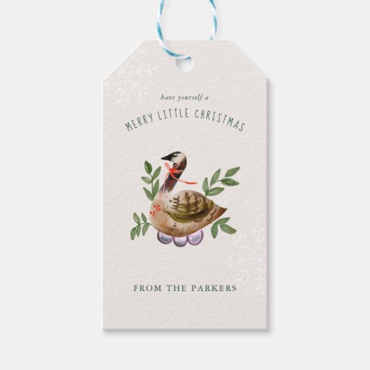 Ganzen | 12 dagen kerstvakantie cadeaulabel (Voorkant)