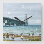 Ganzen bij Mighty Mac Wall Clock Vierkante Klok (Voorkant)