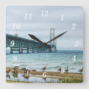 Ganzen bij Mighty Mac Wall Clock Vierkante Klok
