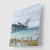 Ganzen bij Mighty Mac Wall Clock Vierkante Klok (Hoek)