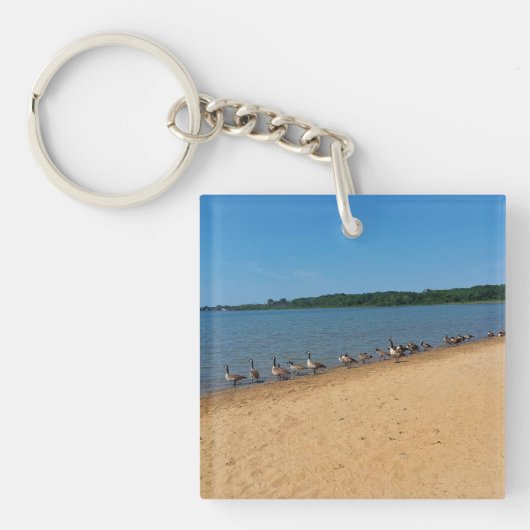 Ganzen bij Silver Lake, Wisconsin Sleutelhanger (voorkant)