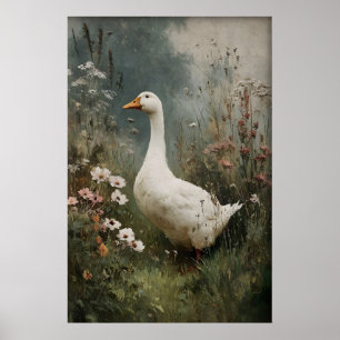 Ganzen Bloemen Print, Antieke Lente Digitaal Poster