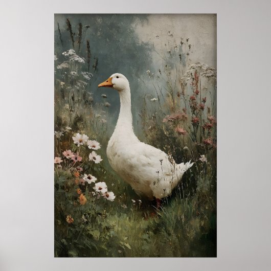 Ganzen Bloemen Print, Antieke Lente Digitaal Poster (Voorkant)
