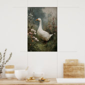 Ganzen Bloemen Print, Antieke Lente Digitaal Poster (Keuken)