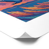 Ganzen boven het strand bij zonsopgang poster (Hoek)