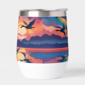 Ganzen boven water bij zonsopgang (Links)