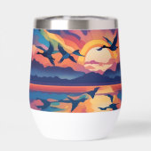 Ganzen boven water bij zonsopgang (Achterkant)