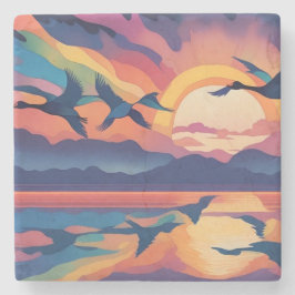 Ganzen boven water stenen onderzetter