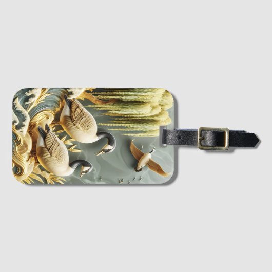 Ganzen die de golf omarmen bagagelabel (Voorkant (horizontaal))