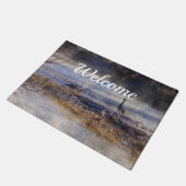 ganzen die met een opendeurbordje spreken deurmat (Schuin)