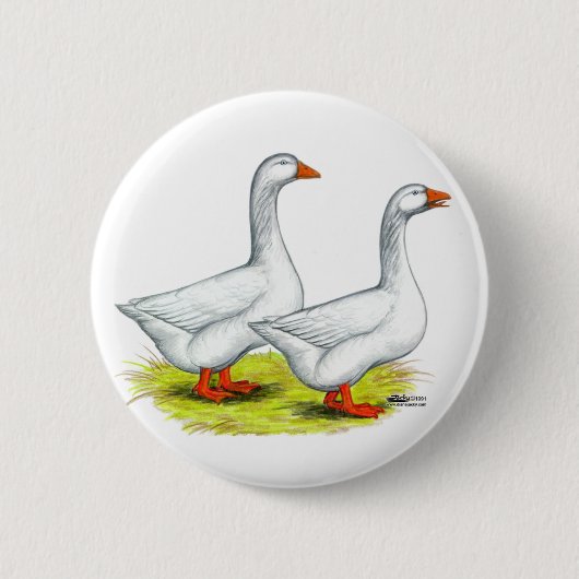 ganzen: Embden Pair Ronde Button 5,7 Cm (Voorkant)