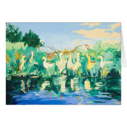 Ganzen en eenden door de  rivier