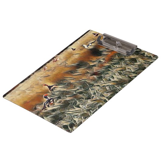 Ganzen en eenden lopen rond kunst klembord (Gekanteld)