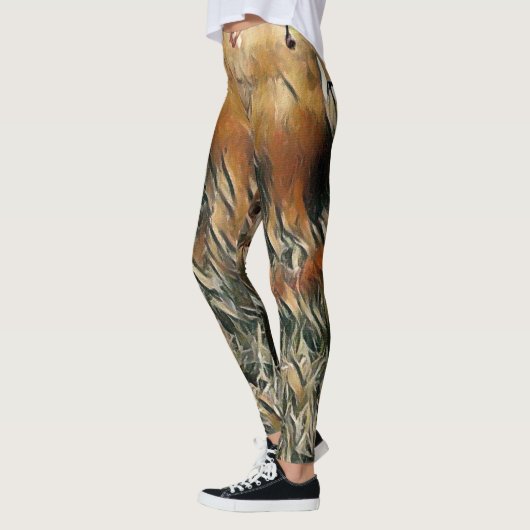 Ganzen en eenden lopen rond kunst leggings (Links)