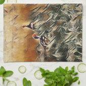Ganzen en eenden lopen rond kunst theedoek (Gevouwen)