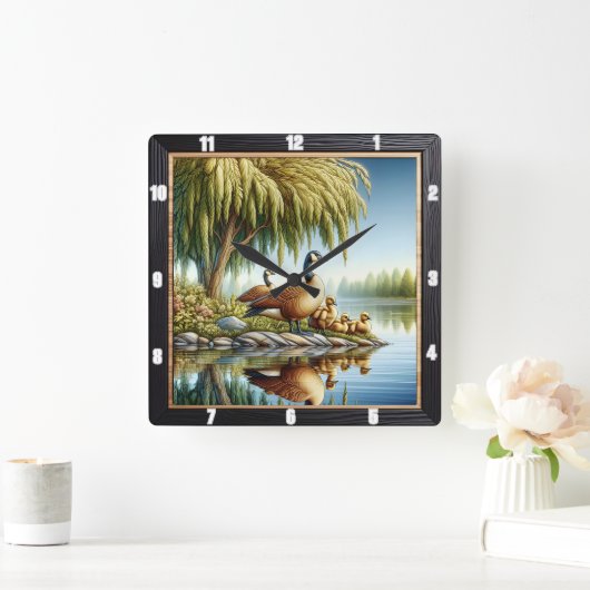 Ganzen en eenden rivier vierkante klok (Huis)