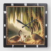 Ganzen en eenden Water's Edge ganzen Vierkante Klok (Voorkant)