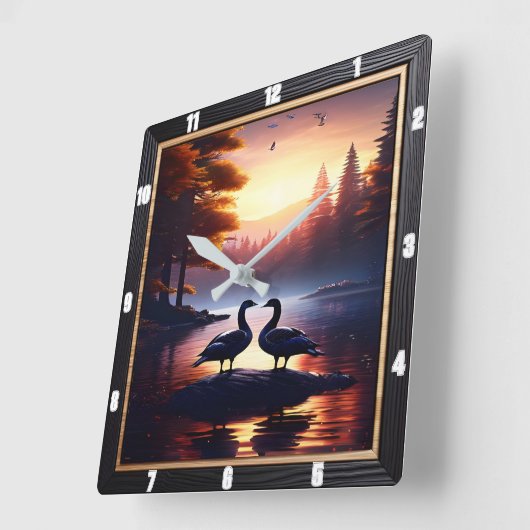 Ganzen en Lakeside eenden rustiek Vierkante Klok (Hoek)