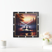 Ganzen en Lakeside eenden rustiek Vierkante Klok (Huis)