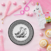 Ganzen Gingham Papieren Bordje (Feest)
