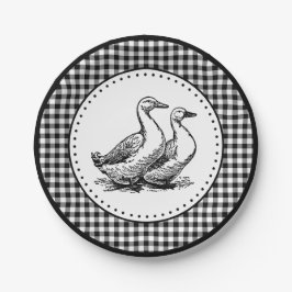 Ganzen Gingham Papieren Bordje
